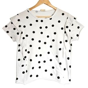 Cloth polka dot ruffle tee‎